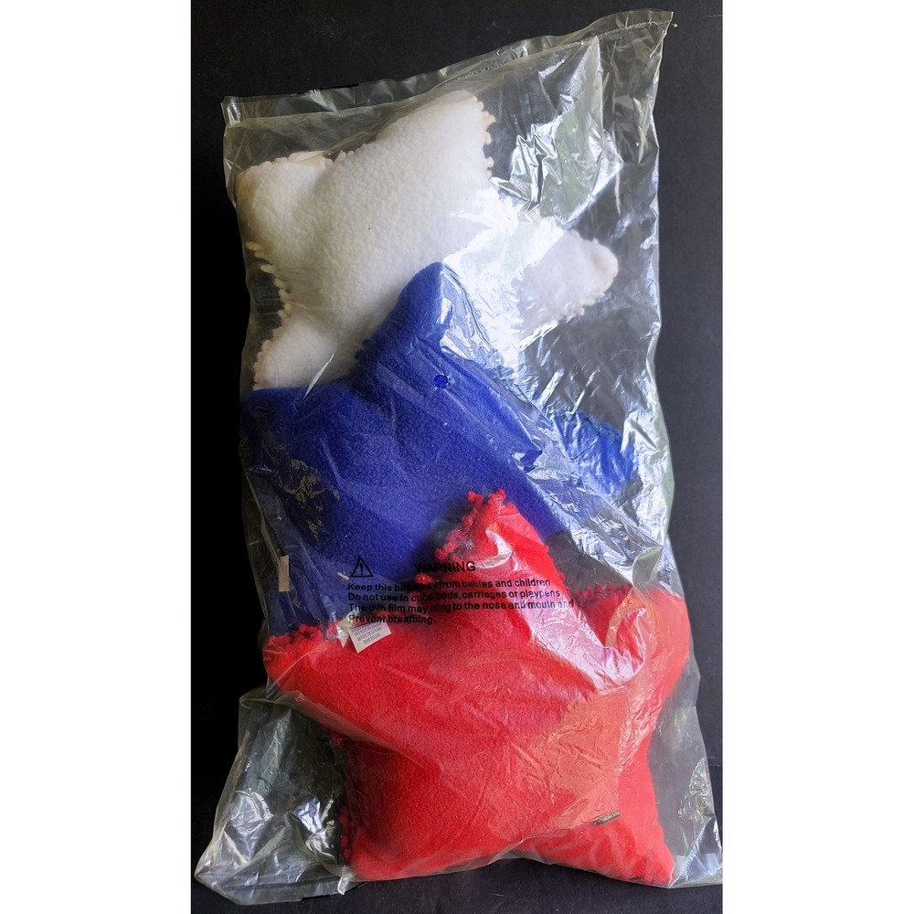 Set of 3 Red White Blue Star Chenille Mini Pillows Plush Patriotic Americana NEW
